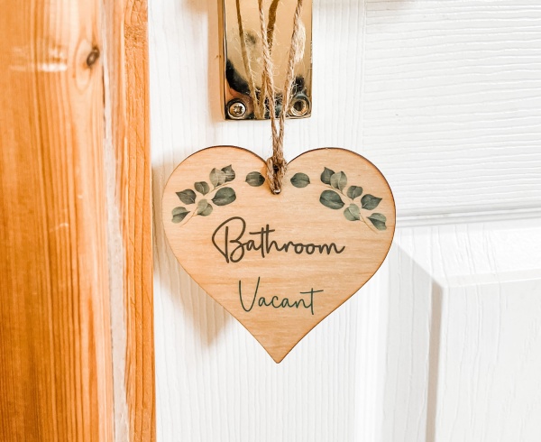 Bathroom Engaged Vacant Eucalyptus Hanging Wooden Door Sign